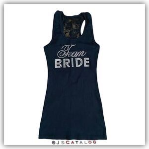 David’s Bridal Team Bride Theme Black Cotton & Lace Tank Top - M - Like New